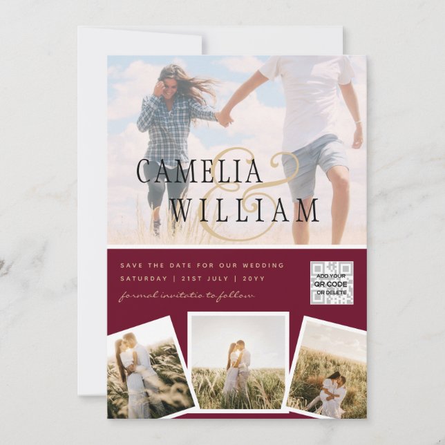 Convite de casamento de Data de Salvamento do Códi (Frente)