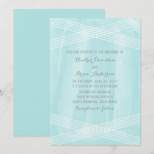 Convite de casamento de Deco de Aquarela Turquesa