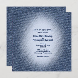 Convite De Casamento De Denim Azul À Meia-Noite