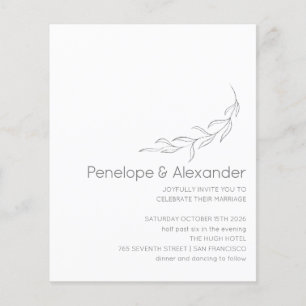 Convite de casamento de Desenho Botânico Minimali