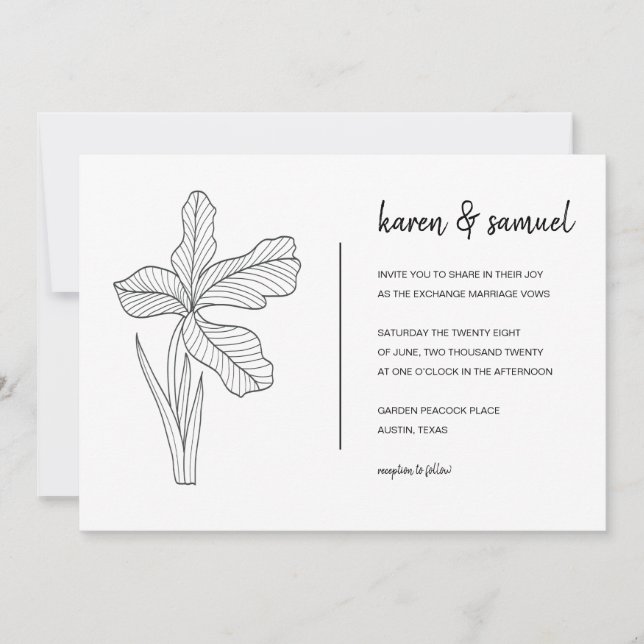 Convite De Casamento De Desenho Da Mão Botânica (Frente)