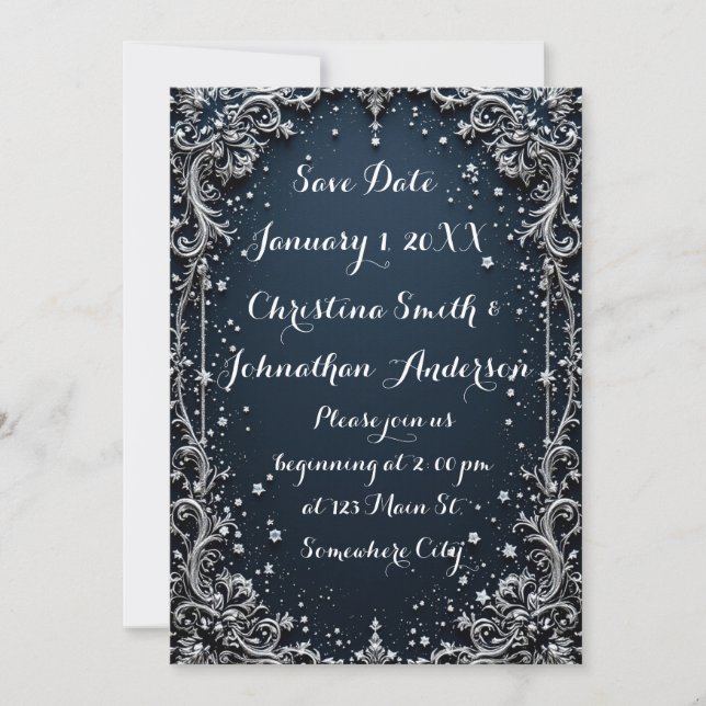 Convite de Casamento de Design Elegante (Frente)
