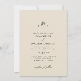 Convite de casamento de destino de árvore de palme