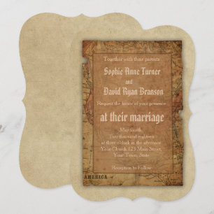 Convite de Casamento de Destino de Mapa de Vintage