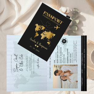Convite de casamento de destino de passaporte em f