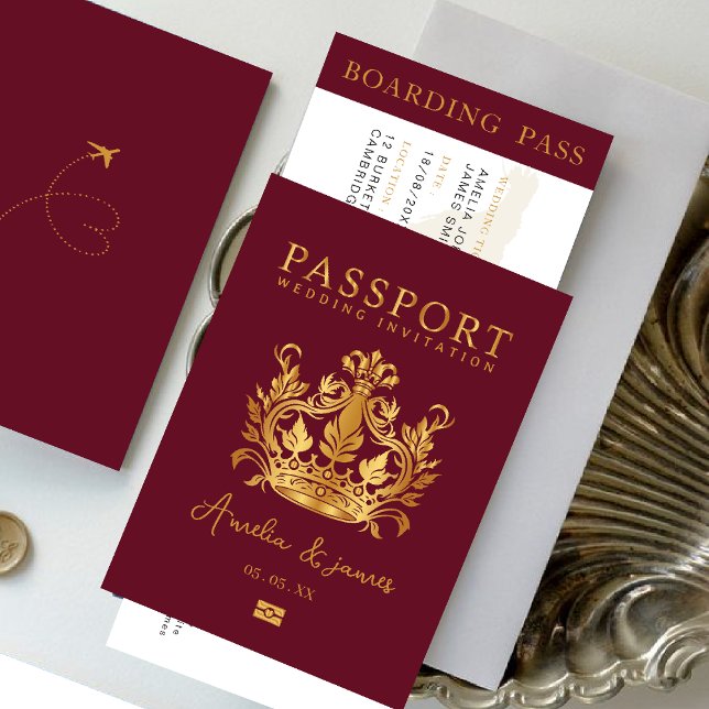 Convite de casamento de destino de passaporte em o (Criador carregado)