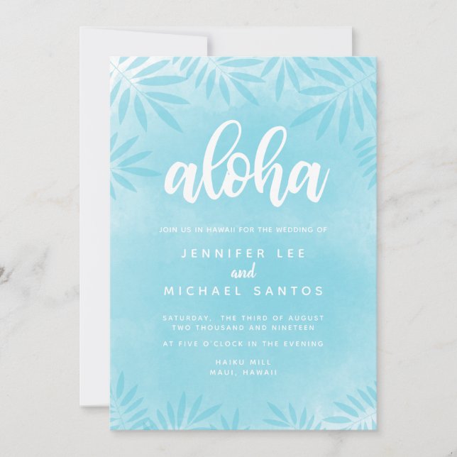 Convite de Casamento de Destino em Aquarela (Frente)