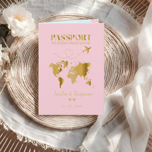 Convite de casamento de destino falso ouro Passapo