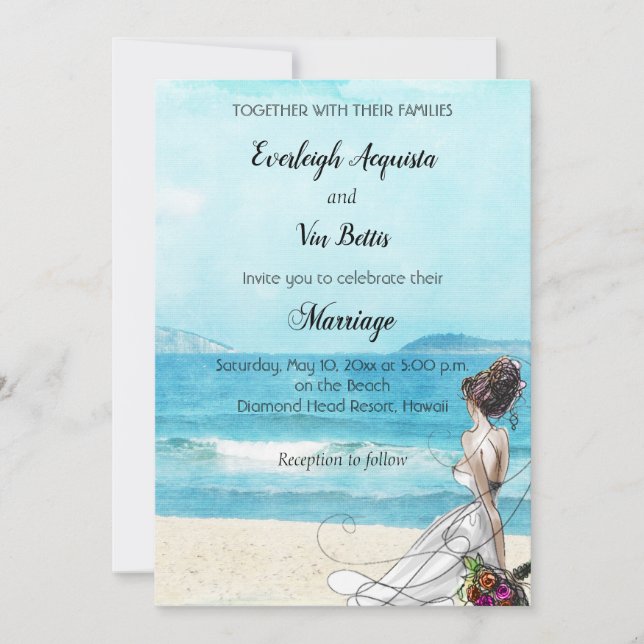Convite de Casamento de Destino Ilustrado Personal (Frente)