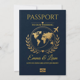 Convite de Casamento de Destino Passaporte Azul Ma