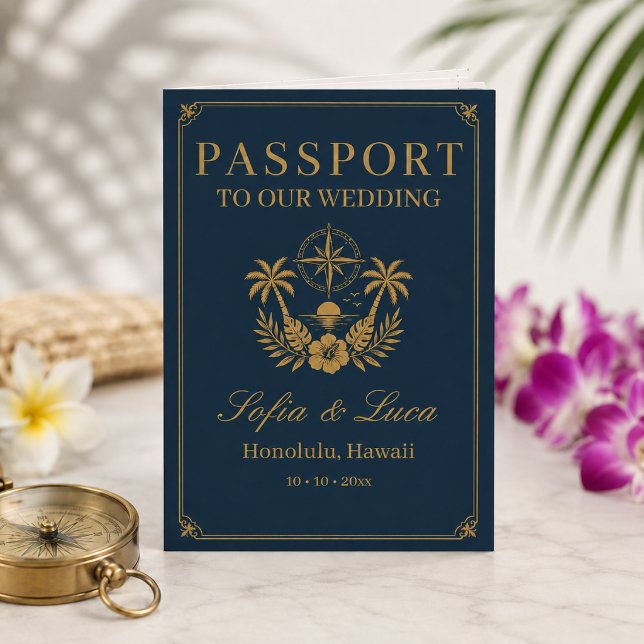 Convite de Casamento de Destino Passaporte Tropica (Criador carregado)