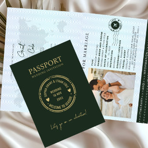 Convite de Casamento de Destino Passaporte Verde