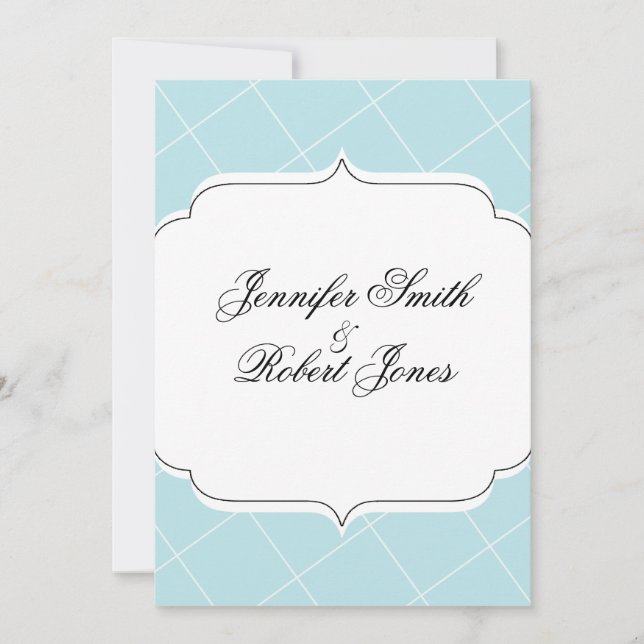 Convite De Casamento De Diamante Azul Aqua (Frente)