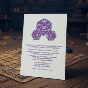 Convite de casamento de Dice D20 Roxo