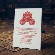 Convite de casamento de Dice D20 Vermelho