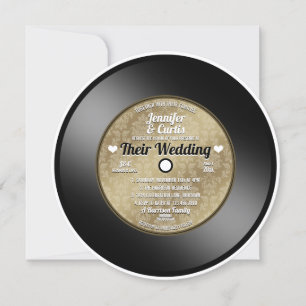 Convite de Casamento de Disco de Vinil Retro