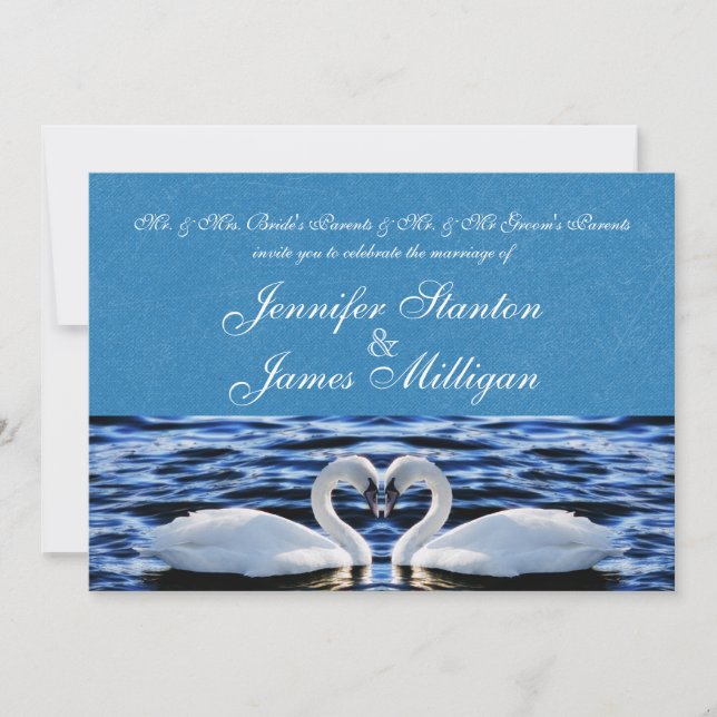 Convite de casamento de dois cisnes (Frente)