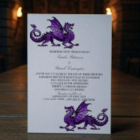 Convite de casamento de Dragão Medieval Roxo