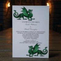 Convite de casamento de Dragão Medieval Verde