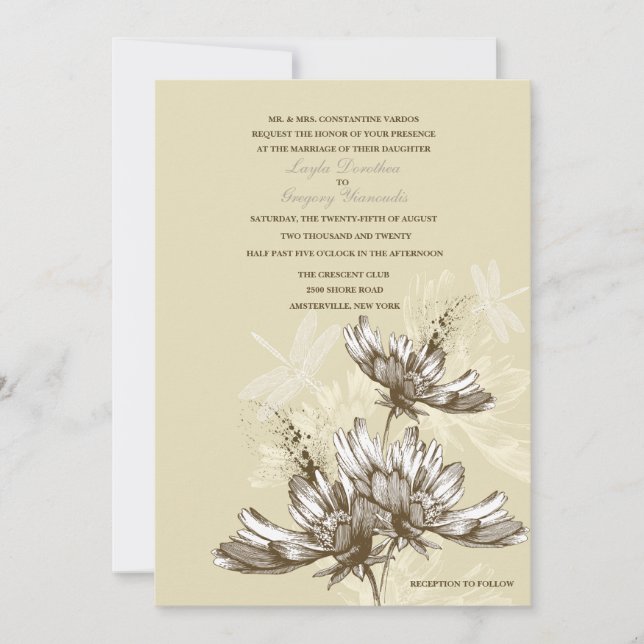 Convite De Casamento De Dragonfly Fantasy (Frente)