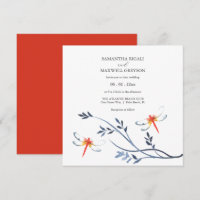 Convite de casamento de Dragonfly Vermelha Simples