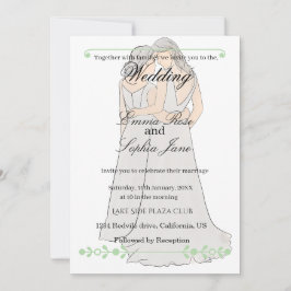 Convite de Casamento de Duas Noivas Elegante