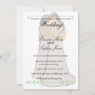 Convite de Casamento de Duas Noivas Elegante