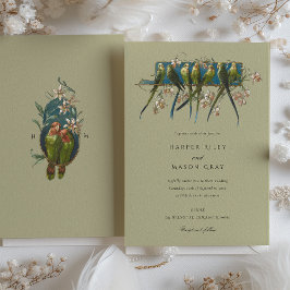 Convite De Casamento De Elegante Aviário