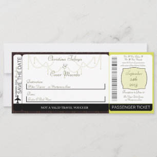 Convite De Casamento De Embarque Verde Claro/Azeit