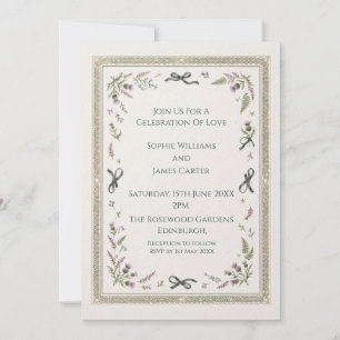 Convite de Casamento de Ervas Rústicas das Terras