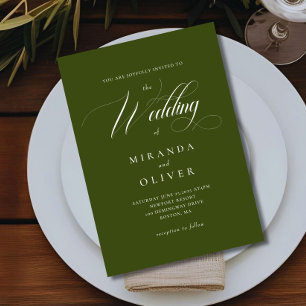 Convite De Casamento De Escrito Verde Oleícola Ele