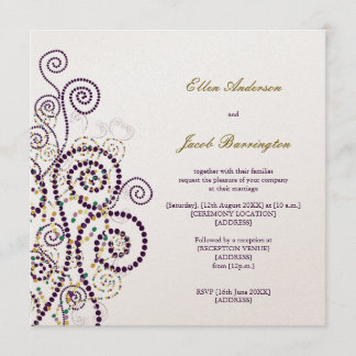 Convite de casamento de espirais roxas do Elegante
