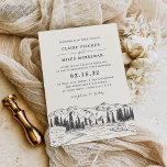 Convite De Casamento De Esquema De Montanha<br><div class="desc">Uma escolha rústica para casamentos em regiões montanhosas, florestais ou invernais, nosso convite para o casamento Mountain Sketch apresenta uma cena de montanha com pinheiros e um rio fluindo ao longo do fundo do cartão. Personalize com seus detalhes de casamento em uma mistura de blocos e letras de escrita caligráfica,...</div>