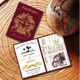 Convite De Casamento De Estilo De Passaporte Verme