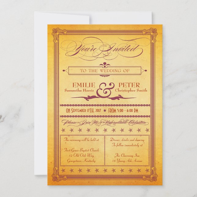 Convite de casamento de Estilo de Poster do Borgon (Frente)