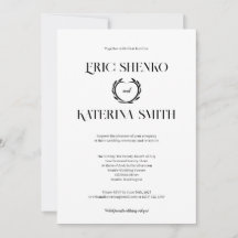 Convite de casamento de Estilo de Texto Preto e Br