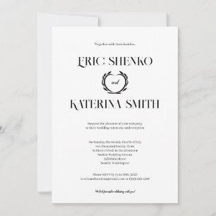 Convite de casamento de Estilo de Texto Preto e Br