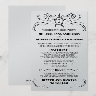 Convite De Casamento De Estilo Metálico Silver Do 