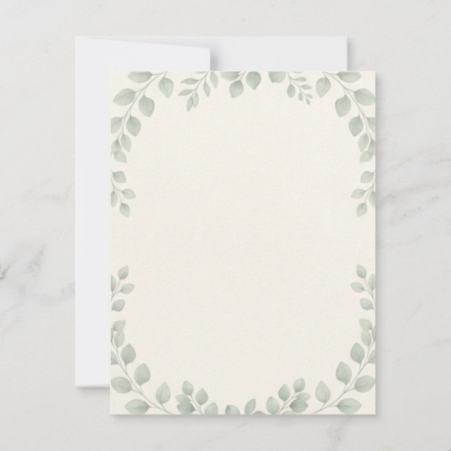 Convite de Casamento de Eucalipto Botânico Minimal (Verso)