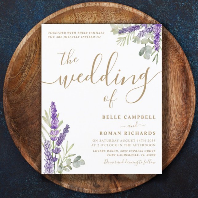 Convite de Casamento de Eucalipto e Lavanda Econôm (Criador carregado)