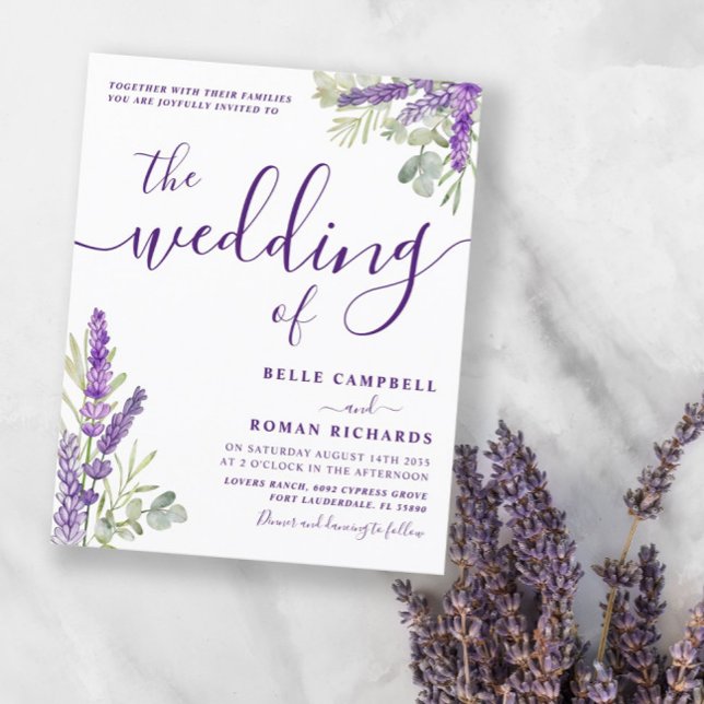 Convite de Casamento de Eucalipto e Lavanda Econôm (Criador carregado)