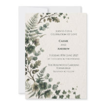 Convite de Casamento de Eucalipto Verde Escuro