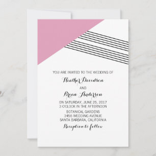 Convite de casamento de faixa geométrica rosa