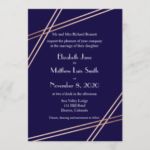 Convite de casamento de faixas Rosa Douradas bilí