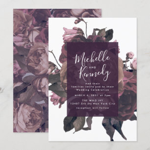 Convite De Casamento De Fantasia De Rosa Roxo