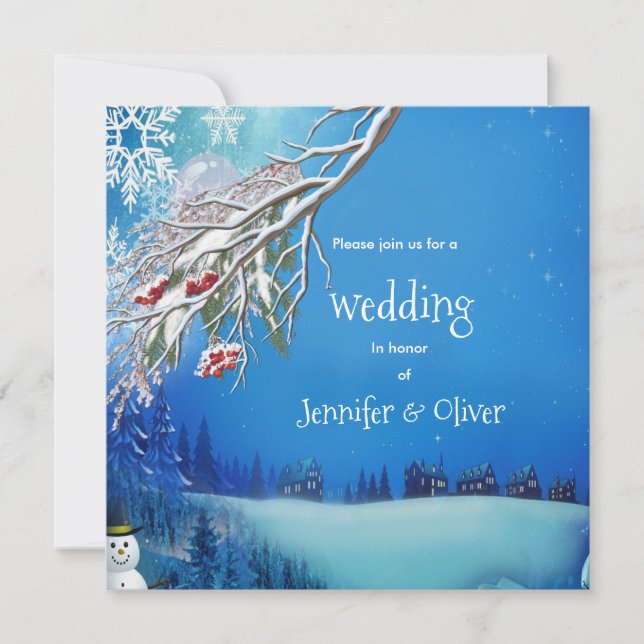 Convite de casamento de Fantasia Snowy Winter (Frente)