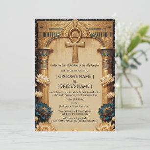 Convite de Casamento de Faraó Egípcio de Luxo Do