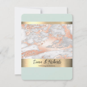 Convite De Casamento De Faux Rustic Faux Foil Blue