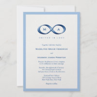 Convite de casamento de fecho de mão Azul Infinito
