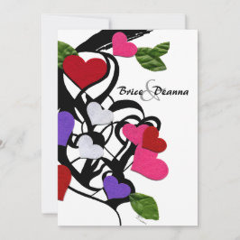 Convite de Casamento de Feltro Coração